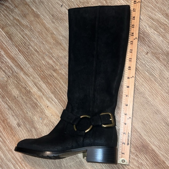 DONALD J PLINER “BOLE” BLACK SUEDED LEATHER WAXED TALL MOTO RIDING BOOTS SIZE 8M - Picture 8 of 11